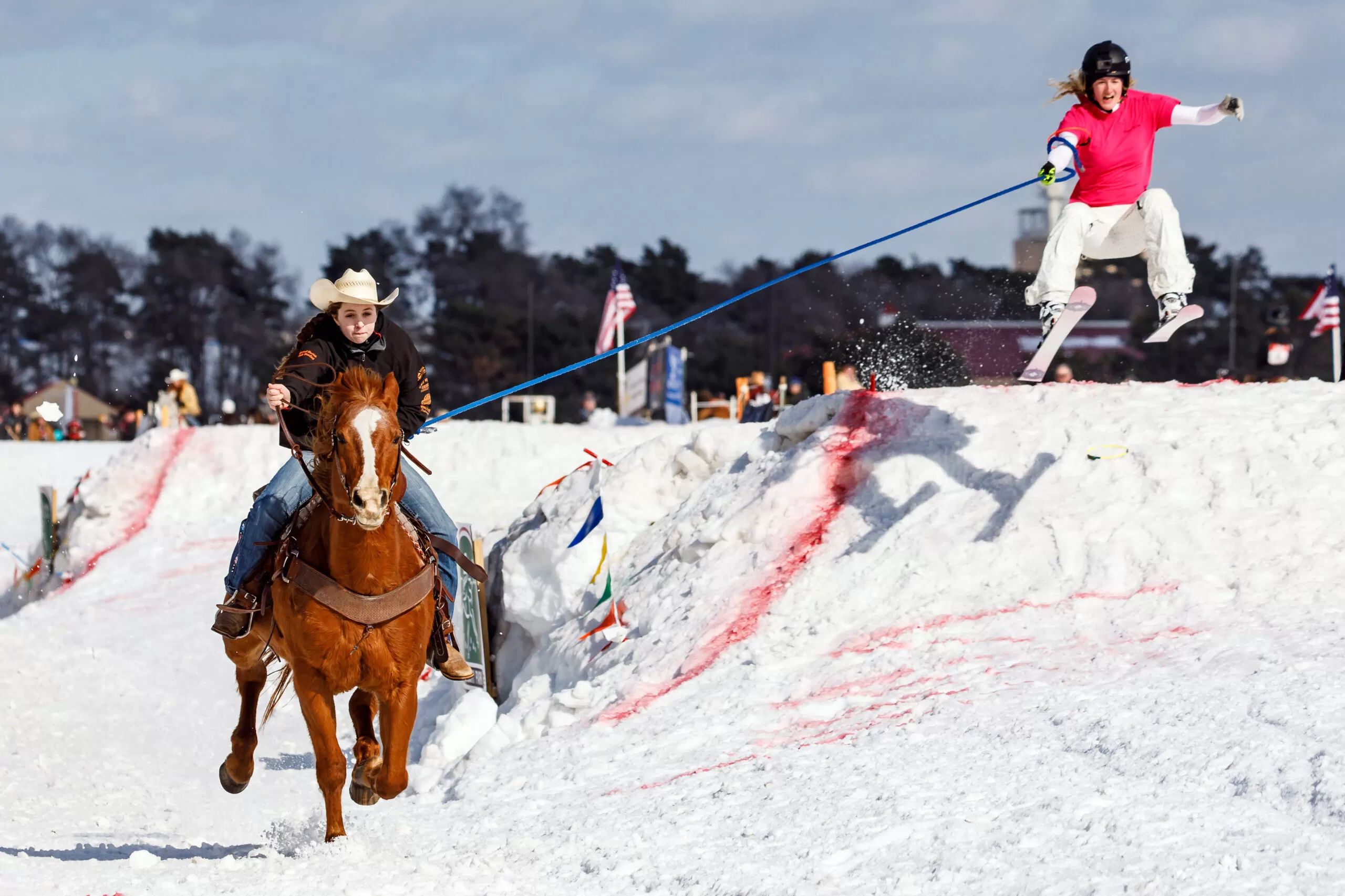 Extreme Horse Skijoring & Winter Dog Races At Canterbury Park